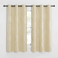 NICETOWN Bedroom Short Blackout Curtain Panels, Window Treatment Thermal Insulated Room Darkening Wave Line Foil Print Design Curtains for Kitchen, Cafe, Loft (Biscotti Beige, Set of 2, 42 by 63 Inch)