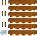 Metal Landscaping Edging, 6Hx40L-Inch Cor Ten Steel Landscape Edging with 6 Clips and Gloves, 6-Pack Unique Rust-Finish Edging, for Enhanced Garden, Yard, Park, Lawn