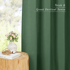 NICETOWN Thick Linen Olive Green Curtains for Bedroom, Grommet Window Treatment Privacy Added with Light Filtering Flax Linen Blend Drapes for Nursery, 2 Panels, W55 x L63