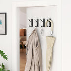 pickpiff Adhesive Wall Coat Hooks - Heavy Duty Stick-On Door Hanger, Metal Hook for Hanging Towel,Purse, Robe, Backpack, Jacket, Clothes - for Bathroom,Dorm, Closet, Kitchen - Black, 4 Pack