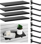 Wood Slatwall Shelves, Slat Wall Shelf Slatwall Acccessory for Garage, Home Improvement, Retail Display (4, 16''x8'')