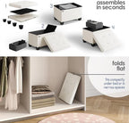 Storage Ottoman Cube with Small Bin, 16-in Square Ottoman with Storage for Living Room and Bedroom, Small Ottomans Foot Rest, Velvet Foot Stools Ottomans Max 330lbs, Cream