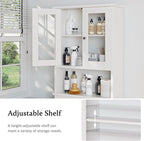 Meilocar Over The Toilet Storage Cabinet for Bathroom, Storage Organizer Over Toilet, Space Saver with Tempered Glass Doors, White