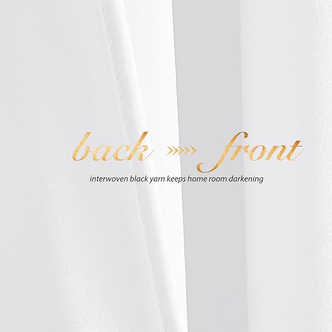NICETOWN White Velvet Curtains 63 inches for Bedroom, Sound Reducing Heavy-Duty Solid Rod Pocket Light Blocking Drapes/Panels for Living Room (2 Panels, 52 inches Wide Each Panel)