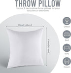 Utopia Bedding 17x17 Pillow Inserts, Set of 2, White – Indoor Decorative Throw Pillows for Bed, Sofa & Couch – Soft, Supportive & Fluffy Cushion Inserts