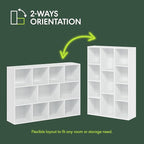 Furinno LUDER Book Shelf, 11-Cube Bookshelf, Reversible Bookcase, 9.4 x 29.1 x 41.7, Easy Assembly, for Living Room, Bedroom, Home Office, White