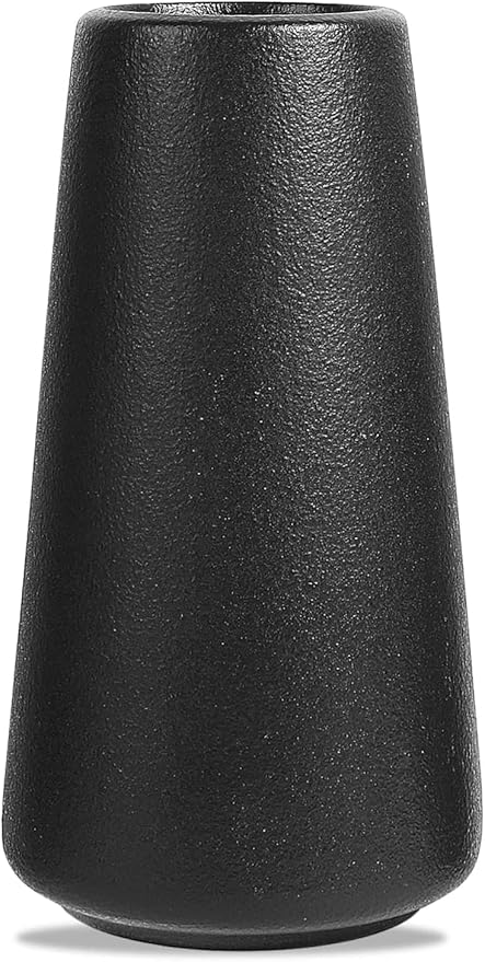 Quality Ceramic Flower Vase - 6 Inches Tall, Black, Pampas Vase for Farmhouse, Modern, Bohemian Home Decor
