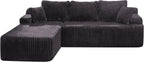 Modular Sectional Sofa Couches L-Shape Couch 3 Seat Modular Sofa Memory Foam Sectional Couches for Living Room, Cloud Couch with Oversized Chaise (Grey Stripe, 108" Left Facing Chaise)