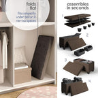 Storage Ottoman Bench with Bins, 30-in Storage Bench for Bedroom End of Bed, Folding Foot Rest Ottoman for Living Room Max 660lbs, Fabric Ottomans, Brown