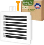 Modern Air Vent Cover 10x8 (Duct Opening) - Decorative White Aluminum Linear Slot Diffuser for Wall, Ceiling, Floor Register - Quiet Operation HVAC Grille for Home with Adjustable Airflow