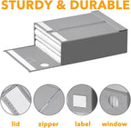 SpaceAid 12 Pack Bed Sheet Organizers and Storage, Foldable Sheet Organizer for Linen Closet, Sheets Set Folder Keeper with Window XL (Queen & King Size) Bedding Container (Gray, 12 Pack)