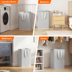 Lifewit 2 Pack Laundry Basket 65L Each, Collapsible Clothes Hamper with Reinforced Handles, Freestanding Waterproof Design for Bedroom and Laundry Room, Grey 130L Total