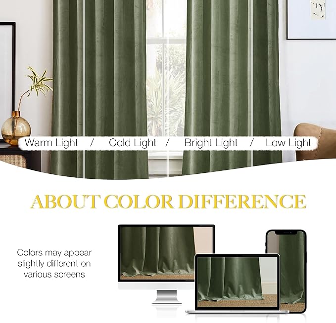 NICETOWN Sage Green Velvet Backdrop Curtains 144 inches Long 2 Panels, Wall Curtains, Elegant and Sleek Velvet Drapes for Cinema, Hall, Theatre (52-inch Wide)
