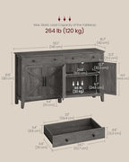 VASAGLE LIRY Collection - Buffet Cabinet, Coffee Bar Cabinet with 2 Drawers, Adjustable Shelves, Sideboard Storage with Cable Holes, Drawer Dividers, Misty Gray UBBK381GW01S