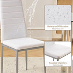 Karl home White Dining Chair Set of 4, Leather Dining Chairs with Curved Back & Foot Cap Protection for Dining Kitchen Living Room, 300lbs Capacity