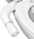BIGCOW Ultra-Slim Bidet Attachment for Toilet - Dual Nozzle (Frontal & Rear Wash) with Adjustable Cold Water Pressure and Stainless Steel Inlet - Hygienic Solution for Fresh Cleanliness, Silver 2 Pcs