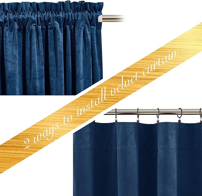 NICETOWN Navy Blue Velvet Curtains 84 inches for Bedroom, Sound Reducing Heavy-Duty Solid Rod Pocket Light Blocking Drapes/Panels for Living Room (2 Panels, 52 inches Wide Each Panel)