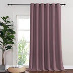 NICETOWN Room Divider Curtain 132 Inches Long, Wide Blackout Sliding Door Curtain for Bedroom, Room Darkening Privacy Window Curtain for Patio Door (1 Panel Set, Dry Rose, 80 x 132 Inch)