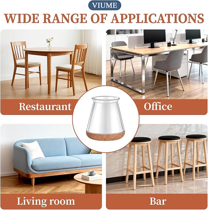 24 Pcs Chair Leg Floor Protectors for Hardwood Floors Silicone Covers to Protect Wood Tile Floors Scratches Felt Pads Furniture Leg Caps No Noise (Fit:0.5"-0.78")