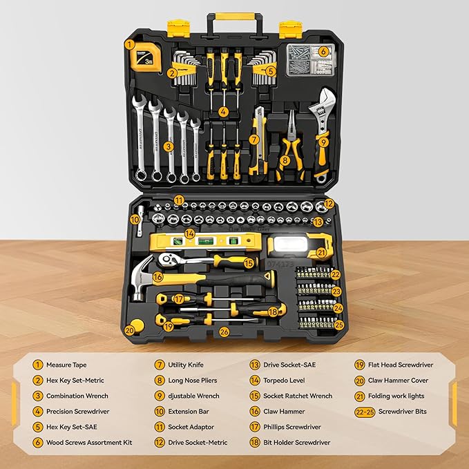 219PCS Tool Set Tool Kit For Home, Car Motorcycle Automotive Basic Dorm Starter Household Hand Tool Kits, Mechanics Tools Set For Women, Portable Plastic Tool Boxes Organizers And Storage Case