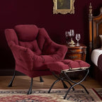 Tiita Lazy Chair with Ottoman, Red Modern Large Accent Chair, Comfy Leisure Sofa Armchair with Ottoman, Reading Chair with Footrest for Bedroom, Living Room, Dorm Rooms, Wine red