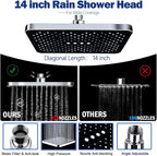 Shower Head,14" High Pressure Shower Combo,Rainfall Shower System with Handheld Spray,All Metal 3-Way Diverter & 6ft Hose,Anti-Clog Nozzles,Easy to Install in Bathrooms-Chrome