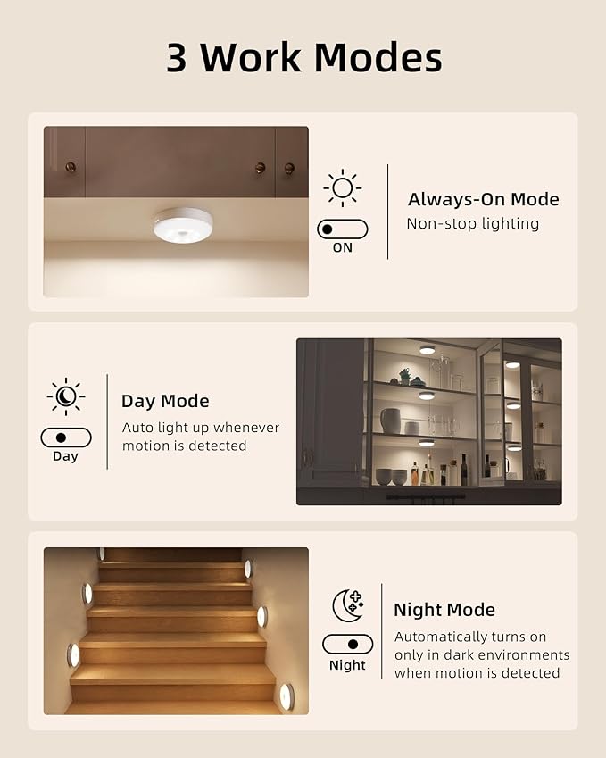 EZVALO Under Cabinet Lighting with Charging Station,1000mAh Rechargeable Puck Lights with Remote, 3 Color Temps & 12 RGB Closet Lights, Dimmable Motion Sensor Lights for Shelf, Kitchen (6 Packs)