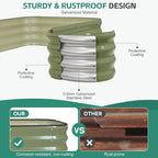 3 in 1 Galvanized Raised Garden Bed - 4x2x1ft (2Packs) Modular Planter Box Outdoor | Metal Raised Bed Kit with Bracing Rods for Gardening Vegetables Flowers Fruits Herbs (Green)