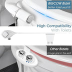 BIGCOW Ultra-Slim Bidet Attachment for Toilet - Dual Nozzle (Frontal & Rear Wash) with Adjustable Cold Water Pressure and Stainless Steel Inlet - Hygienic Solution for Fresh Cleanliness, Silver 2 Pcs