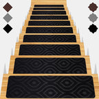 Stair Treads for Wooden Steps 15pcs - 8x30in Carpet Stairs Runner Indoor Non-Slip Stair Mats for Kids Elders and Pets