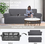 Easy-Going Stretch Sofa Slipcover 1-Piece Sofa Cover Furniture Protector Couch Soft with Elastic Bottom for Kids, Polyester Spandex Jacquard Fabric Small Checks (Sofa, Gray)