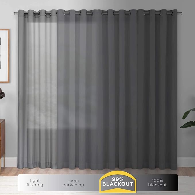 ECLIPSE Kendall Modern Blackout Thermal Rod Pocket Window Curtain for Bedroom or Living Room (1 Panel), 42" x 63", Slate