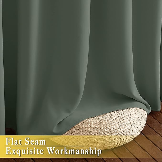 NICETOWN Sage Green Sliding Door Curtains 95 inches Long - Grommet Blackout Room Darkening French Door Sound Reducing Thermal Curtain for Living Room/Bedroom (W100 x L95, 1 Panel)