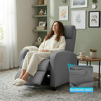 BestMassage | Recliner Chair | No Massage Function | Textile Grey | with Lumbar Support, Adjustable Push Back, Wide Armrests, Footrest & Padded Seat | Easy Assembly | for Living Room, Home Theatre