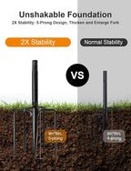 6 Pack String Light Poles for Outside, Thickened Metal Lights Hanger Pole Outdoor with Fork, Lighting Hanging Post Accessories for Patio Decor Garden Backyard Yard Front Porch Outside Decorations