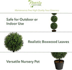 Nearly Natural 36in Artificial Triple Ball Boxwood Topiary Tree - Indoor Outdoor Realistic Faux Greenery for Home Patio Office Decor, Low Maintenance