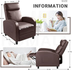 Homall Recliner Chair, Recliner Sofa for Adults, Recliners Home Theater Seating with Lumbar Support, Reclining Sofa Chair for Living Room (Leather, Brown)