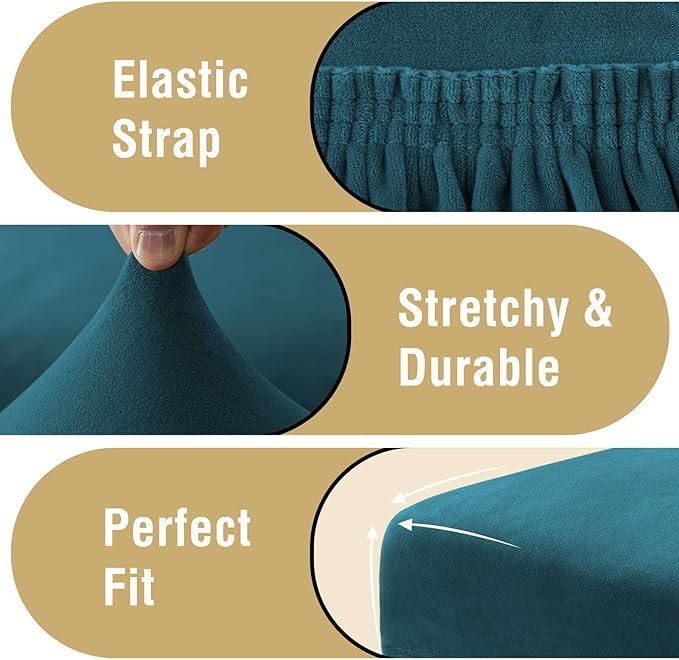 H.VERSAILTEX Velvet Dining Chair Covers Stretch Chair Covers for Dining Room Set of 4 Parson Chair Slipcovers Chair Protectors Covers Dining, Soft Thick Solid Velvet Fabric Washable, Deep Teal