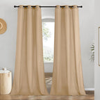 NICETOWN Rustic Linen 96 inch Long Curtains for Living Room, Grommet Privacy Added Thick Linen Weave with Light Filter Window Curtains & Drapes for Bedroom, Burlap, W42 x L96, 2 Panels