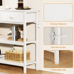 Furologee White Long 47" Console Sofa Table with 3 Drawers, Entryway Table with 3-Tier Storage Shelves, Display Shelf for Entry Way, Hallway, Couch, Living Room, Kitchen, Foyer