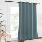 NICETOWN Blackout Greyish Blue Curtains & Drapes for Living Room - Thermal Insulated Solid Grommet Sound Reducing Energy Saving Window Treatments for Porch/Hall, 1 Panel, W66 x L90