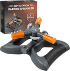 Joeys Sprinkler for Yard, Rotating Garden Sprinkler for Large Area Coverage, Lawn and Yard Sprinklers (Orange)
