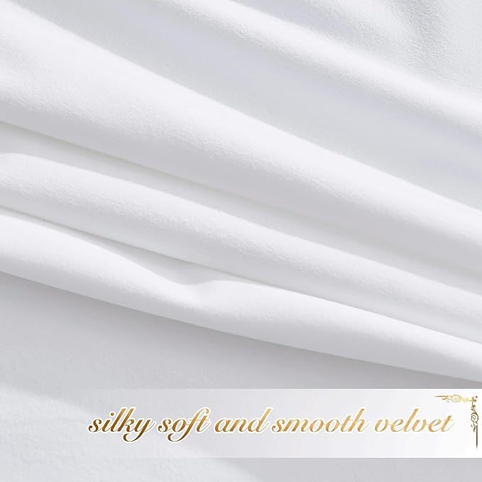 NICETOWN Insulated White Velvet Curtains for Patio, Solid Heavy-Duty Large Window Treatments Drapes for Sliding Glass Door (2 Panels, 108 inches Long)