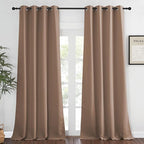 NICETOWN Grommet Blackout Curtain Panel - (Cappuccino Color) Thermal Insulated Room Darkening Drapes for Villa/Apartment/Rental Room, 52 inches Wide by 95 inches Long, 1 Piece
