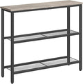 HOOBRO 29.5" Narrow Console Table, 3-Tier Entryway Table, Thin Sofa Table with Shelves, Side Table, Display Table, for Hallway, Entrance, Living Room, Bedroom, Greige and Black BG73XG01