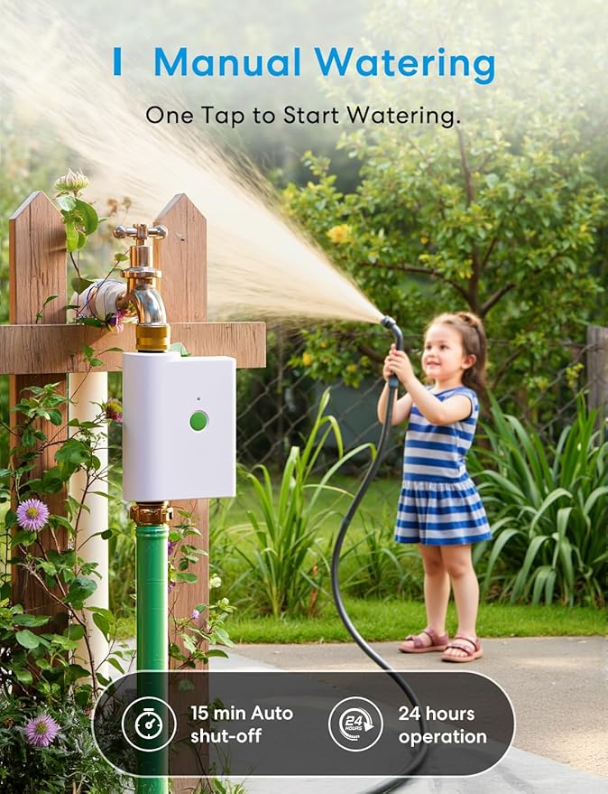 meross WiFi Water Hose Timer, Smart Sprinkler Timer with Brass Inlet & Outet, Work with Apple Homekit, Alexa & Google Assistant, Water Valve for Lawn, Garden, Yard and Pool, MSH400/MSH450 Hub Required