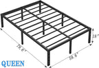 Metal Bed Frame,Queen Size Bed Frame with Storage Space,Heavy Duty Sturdy Mattress Foundation,Easy Assembly,No Box Spring Needed, Black,18 Inch,Queen