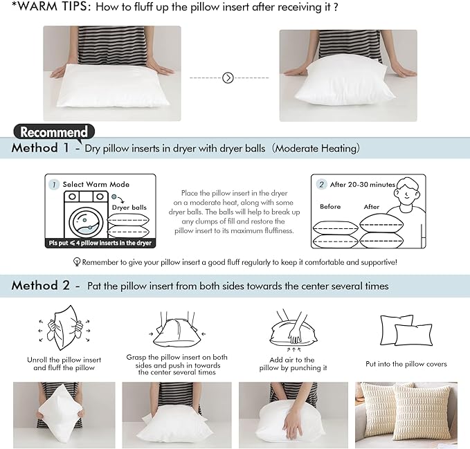 MIULEE Throw Pillow Insert Premium Pillow Stuffer Sham Rectangle for Decorative Cushion Bed Couch Sofa 12x20 Inch