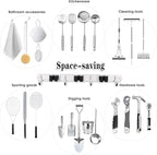 3 Racks and 4 Hooks Broom and Mop Holder Wall Mounted Garage Organizer Storage Tool Racks Stainless Steel Heavy Duty Hooks Self Adhesive Solid Non-slip Wall Hangers for Home Kitchen Garden Laundry