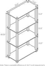 Furinno TURN-S-TUBE Storage Shelves, 4-Tier Book Shelf, Corner Shelf, Toolless Open Shelves, for Organization and Storage, Living Room, Garage, Home Office, Walnut